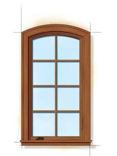 Casement and transom window combination (exterior) - 2" brick mould exterior trim: Terratone - Frame exterior: White - Sash exterior: White - Specified equal light grille pattern Shown on pages 5 and