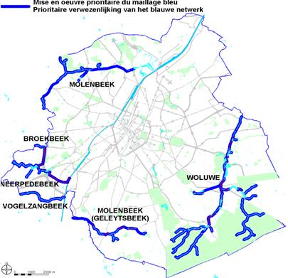 Blue Network Concept: integrated management PONTBEEK S/ZENNE K/CANA(A)L HOLLEBEEK LEYBEEK To assure the continuity of the hydrographic network on the surface and to send back into it the clear