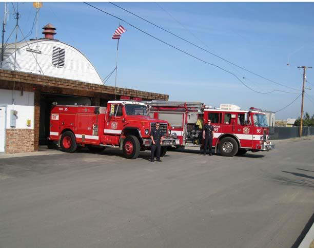Between November 1, 2007 and November 30, 2008, Fire District logs indicate average response times for fires were more than 8 minutes. The Fire House photographed in the 1940s and in February 2009.