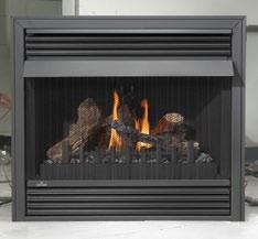 Fireplaces WHVF31 Plazmafire 20,000 BTU s Exclusive Topaz CRYSTALINE ember bed and slate brick panel 43 5/16" w x 28" h including surround Fireplaces