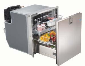 The interior is designed to suit international cans and food packs with two robust drawers, conventional international sizes of integrated adjustable bars, freezer compartment and internal blue LED