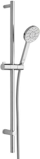 6 litres/minute 105mm hand shower 874mm rail Water inlet integrated with rail fixing Free fixation