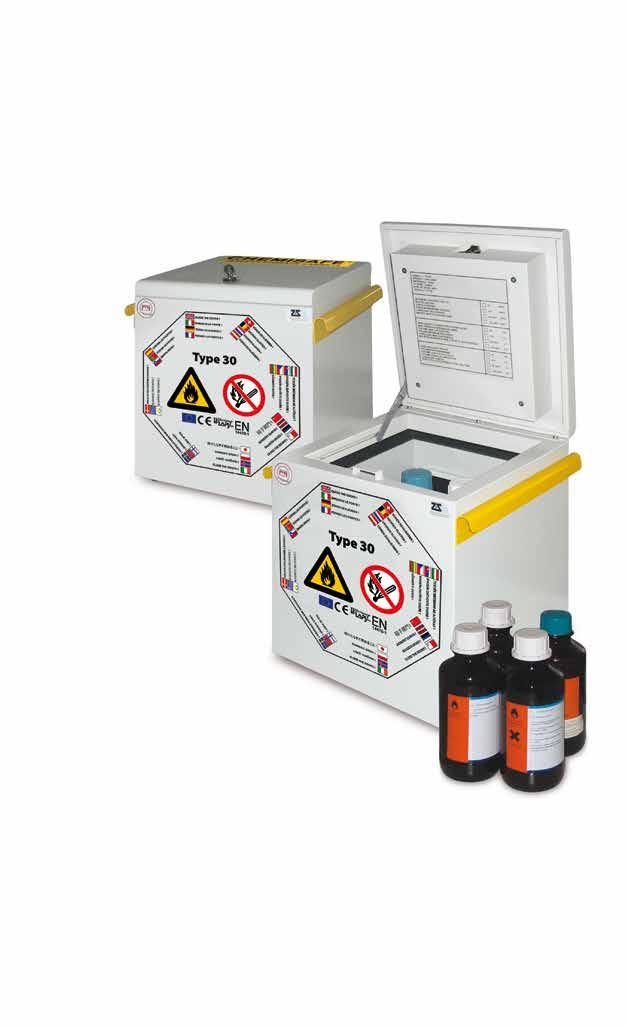 SAFETYFIRECASE SAFETYFIRECASE : portable cerified safety cabinet for the storage of 4 bottles of inflammables in accordance with the recent harmonised standard BS (TYPE 30).