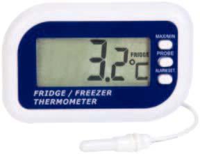 clearly marked colour-coded zones for ease of reading The fridge freezer thermometer indicates temperature over the range of -30 to 40 C in 1 C a clear plastic case with colour-coded zones for ease