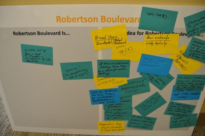 Development along Robertson Participants were asked about their thoughts on Robertson Boulevard Robertson Boulevard is A little bit of this and that a street in search of its identity Neglected step
