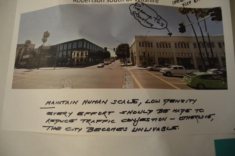 Development along Robertson Participants were asked to write comments on pictures of Robertson Boulevard (the following is a summary) More trees Retain Ficus trees Neighborhood market (at Robertson