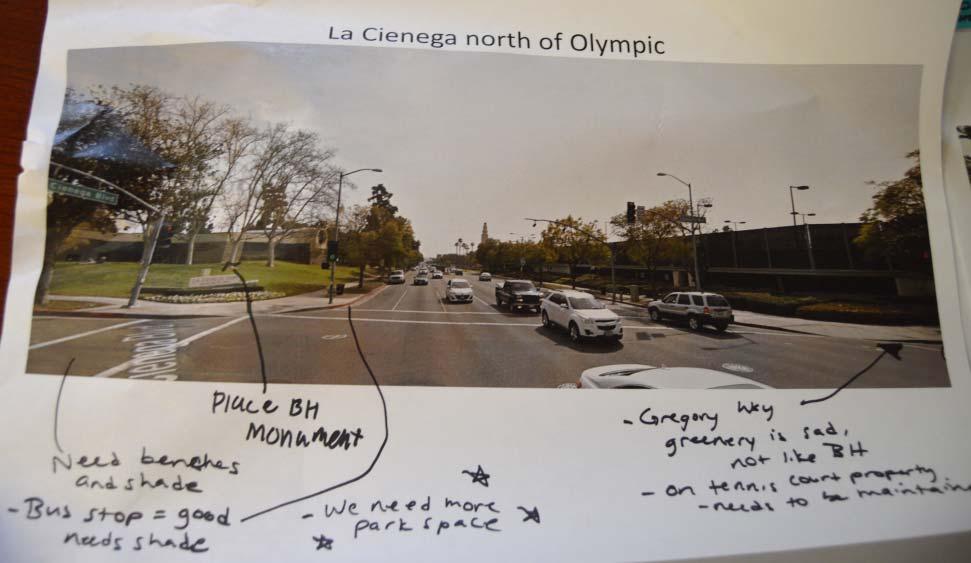 Development along La Cienega Participants were asked to write comments on pictures of various parts of La Cienega Boulevard Lose the billboard!