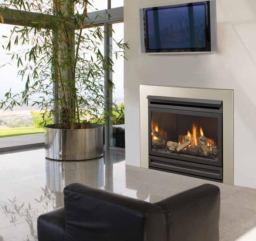 Panorama PG33/PG36/PG121 Gas Log Fires Above: PG36 shown with optional premium flush front, slim fascia and reflective panels (shown without mandatory dress guard).