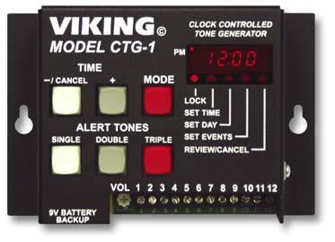 The CTG-1 can be programmed to output single, double or triple alert tones with up to 128 events in a 24 hour period.