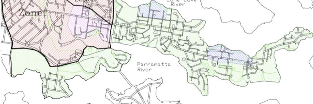 Control stormwater pollution Maintain water balance Control stormwater pollution Zone 1 Zone 3 Lane Cove River Parramatta River Management measures which would achieve performance standards for