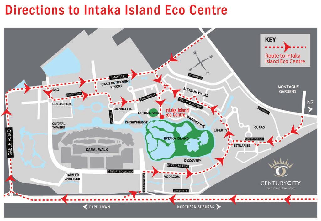 How do I get to Intaka Island? Intaka is nestled in the heart of Century City, so don t loose faith when you see lots of buildings!