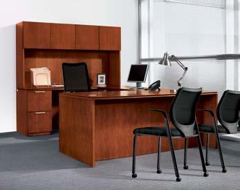 veneer Arrive Desking $3,781 A smart look and an even smarter buy Beautifully crafted veneer with sleek cove edges. Stack-on hutches are available with wood and silver frame door options.