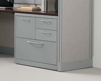 (Above): $1,249 List Price. HFC18730 Personal File Center, File/Box/Box/Lateral, 28"h shown in Platinum Metallic with Satin Chrome arch pulls. (Left Top): $607 List Price.