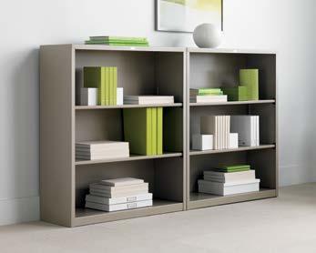 Shelf files accept letter or legal files side-to-side. (Above): $544 List Price. HS42ABC Bookcases, 41"h shown in Champagne Metallic. (Left): $945 List Price.