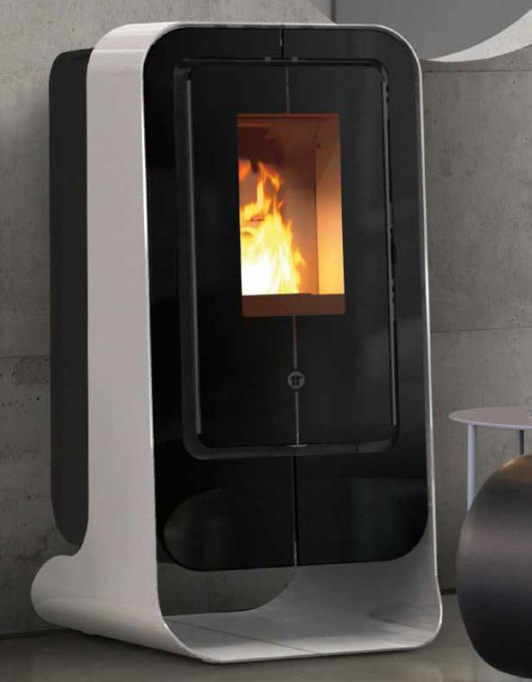 CIAO suitable for small-sized houses The stove body is suspended in free air by the support frame thus allowing all six sides of the body to radiate heat.