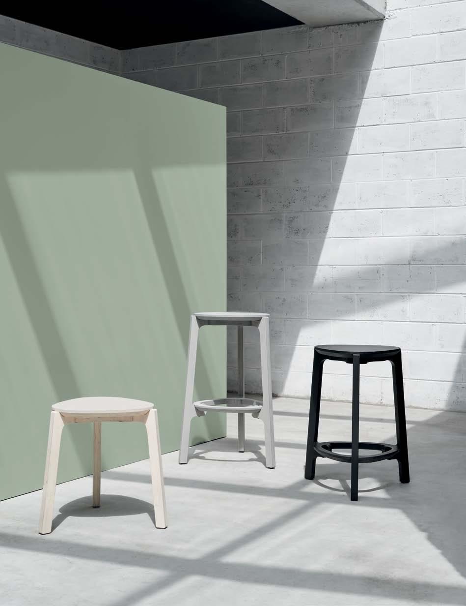 jack flanagan kubrick kubrick low stool/side table in natural, barstool in grey and counter stool in black 40 Named after the simple yet clever aesthetic of iconic cinematographer Stanley Kubrick,