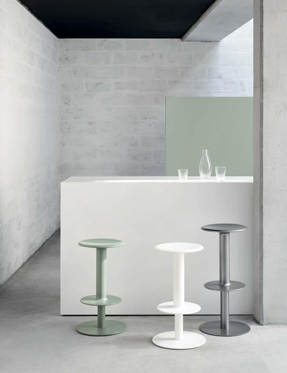 adam cornish rev rev in white, eucalyptus and grey 58 Rev is named after the revolving process of metal spinning; the manufacturing technique used to produce this collection of stools.