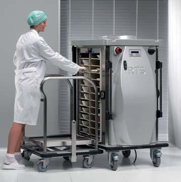 Roll out the Trans-Rack onto a the RTS Dolly for transport to patient meal service areas.