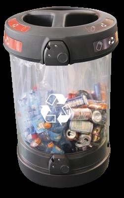 Choice of apertures - Cans/Plastic Bottles, Paper and General Waste. Recycle Now Graphic Options.