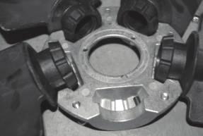 Determine the bushing mount location The bushing mount is the center section of the hub through which the fan is mounted to the shaft, and typically contains either setscrews or a center-tapered hole