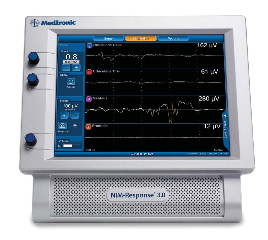 (Automatic Periodic Stimulation) * Provides real-time continuous monitoring Stimulating electrode is placed on the nerve Allows for early detection and warning of a change in nerve function Artifact