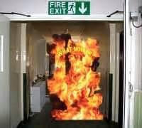Close the door to the room of the smoke or fire Activate the fire alarm system and/or have someone call the Fire