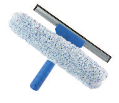 Window Wand Squeegee and washer all-in-one tool Long lasting silicone rubber blade Removable, machine washable cover Rust-proof aluminum pole extends to 5' Foam grip for comfort Color and