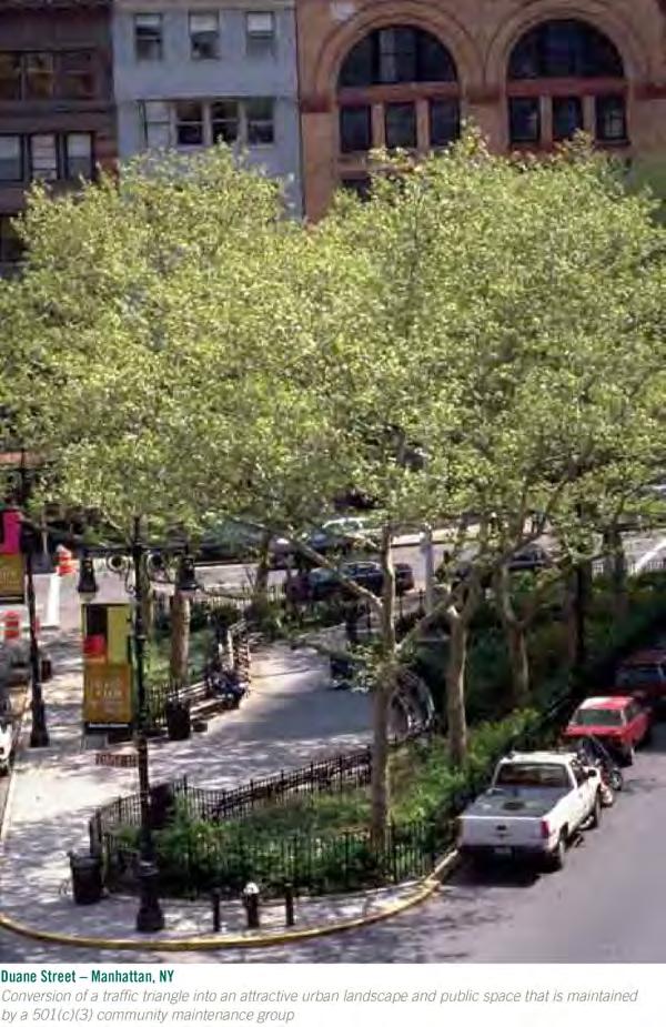 NEW YORK CITY: Green Streets Program Concrete street islands + medians Parklets + greenspace Department