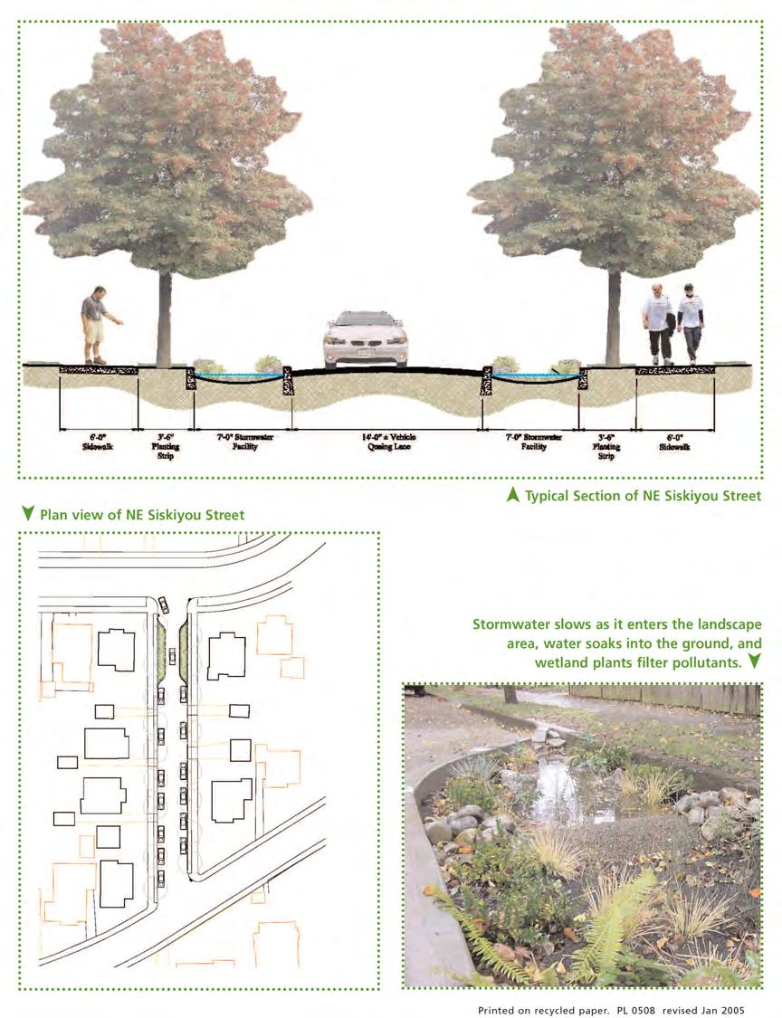 PORTLAND GREEN STREETS SMALL RAIN GARDENS- collect and filter street runoff protect and improve the grey infrastructure prevent sewer
