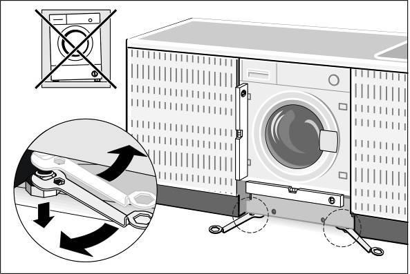 Once the appliance is in its position, the height of the rear feet has to be increased so that the appliance no longer stands on the skids. 4.