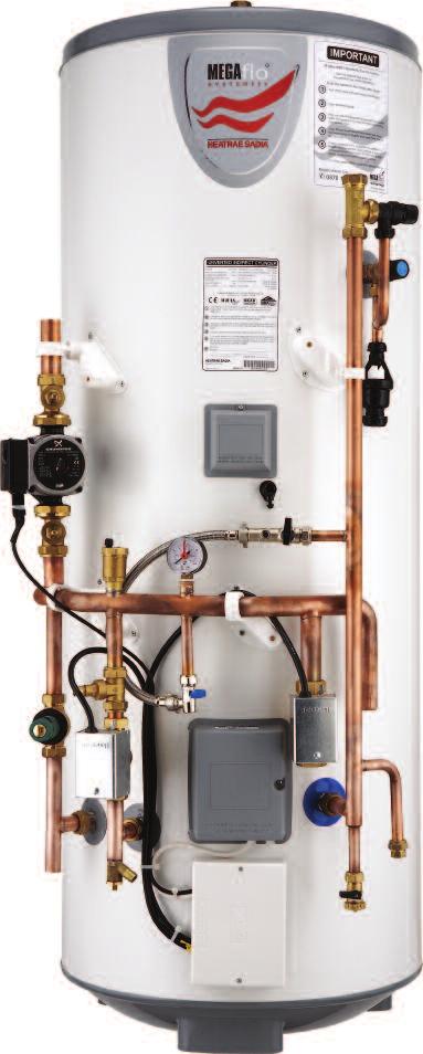 14 Megaflo HE SystemFit features Diagram Dimensions Specification Installation Guarantee Ordering guide 15 Megaflo HE SystemFit PRE-PLUMBED UNVENTED WATER HEATING Seperate Central Heating and Hot