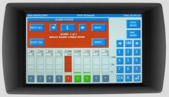 Typical system Block Diagram Base Systems Comprise: Touch Screen HMI Panel 150W PSU One Data Highway Hub One Addressable Relay Output Card. Typical Screen Shot, Tocsin 920 Series HMI Display.