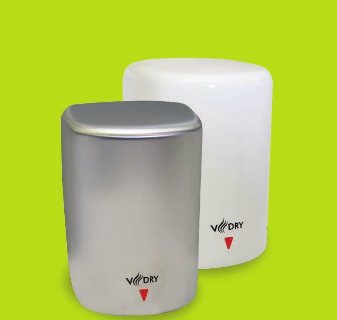 The V Dry also has a power adjustment feature which allows the user to set the unit to use the most practical and ecologically friendly amount of power in the washroom.