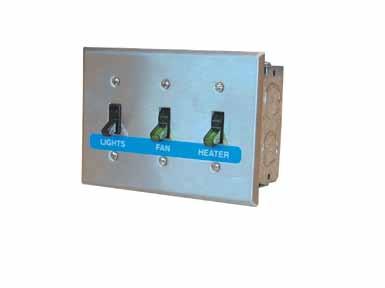 Kitchen style remote panels features toggle switches and a stainless steel face plate for flush mounting to a wall. The junction box is also included.