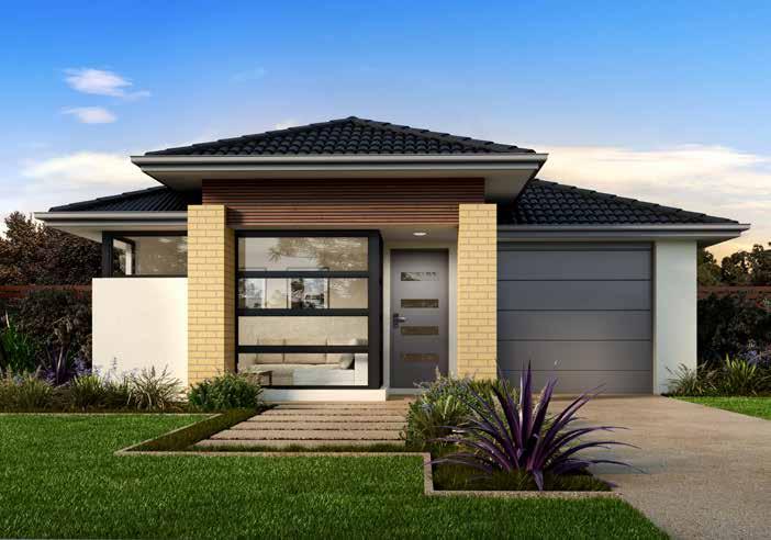 AURA A four bedroom home with plenty of space including a master bedroom with ensuite and walk-in robe. LOORPLAN tandard Evo 0 façade floorplan shown.