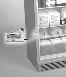 4) Placing the sensor of the Fridge-tag 2 L Fridge-tag 2 L with an external sensor Two hours before activating the Fridge-tag 2 L the external sensor must be placed in its predetermined location.