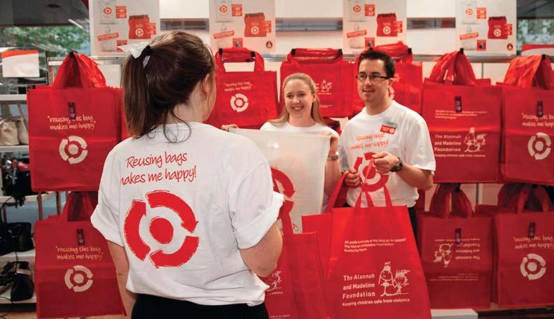 Sustainability continued From 1 June 2009, Target removed plastic shopping bags from its stores nationally and replaced them with friendlier alternatives.