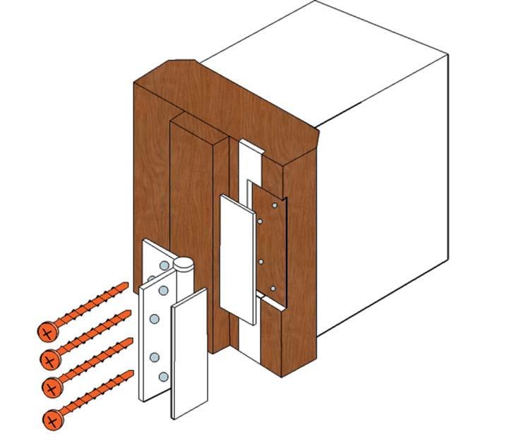 split. 3. Fix hinges using the recommended length, size and specification of screw. 4.