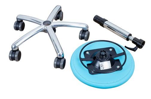 The Denta-Doctor Stool 303 is set up or stowed away in less