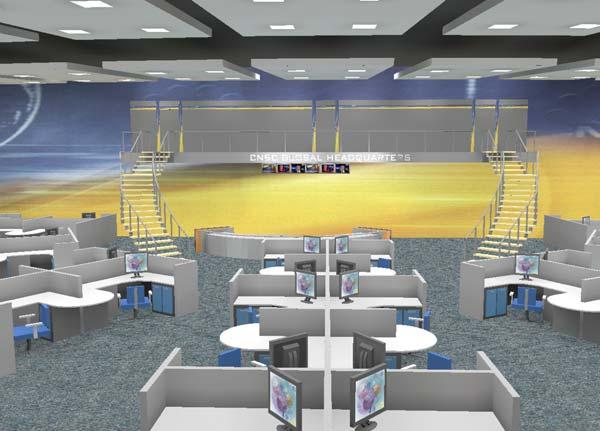 Renderings Figure 2.11: South end of the cafeteria. The space is uniformly lit by 2x2 lensed metal halide luminaires.