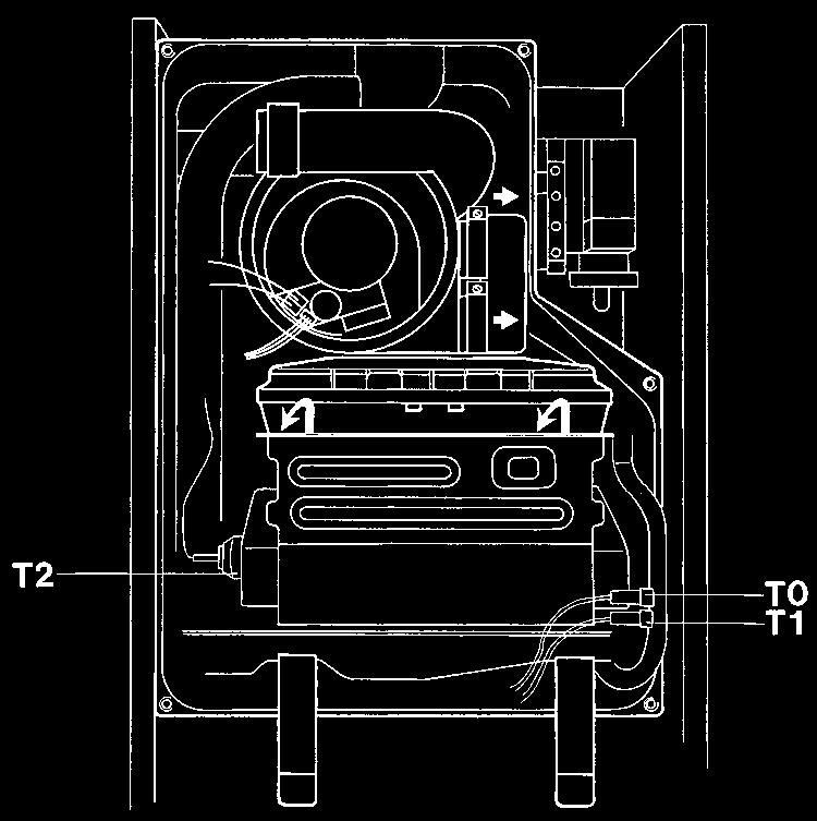7.7 Replacement of condensate trap (fig. 70) Isolate boiler from the electricity supply. Remove front casing as in Section 7.1.3, remove combustion chamber cover as in Section 7.1.5 and lower front control panel as in Section 7.