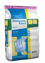 Osmocote Exact High K grower benefits Compact plant growth, thanks to a new potassium source and low phosphorus, which makes this the ideal product for CNS crops which should grow compact, pot