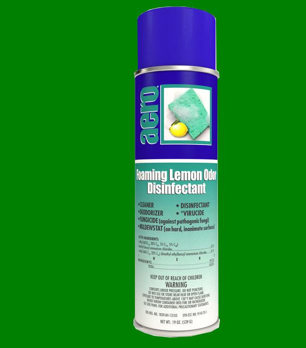 Foaming Lemon Odor Disinfectant Foamy cleaner, disinfectant, and deodorizer.