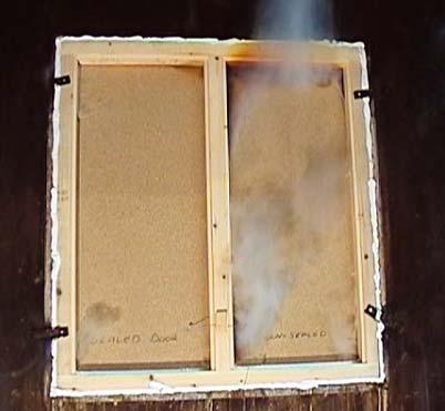 Code of Practice: Hardware for Fire and Escape Doors Page 6 Section 1: Introduction Without smoke seals, smoke passes around fire doors in the early stages of a fire - see unsealed right hand door 1.