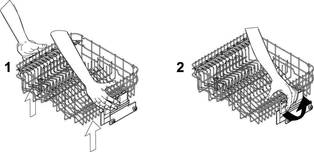 Remove the stops, first releasing them as shown in the diagram. Pull out the basket.