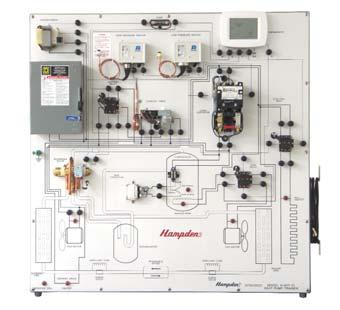 A/C-Heat Pump-Controls Trainers Bulletin 228E MODEL H-HPT-1C Dimensions: 36"H x 36"W x 13"D Shipping Weight: 265 lbs H-HPT-1C Heat Pump Controls Trainer The Hampden Model H-HPT-1C Heat Pump Controls