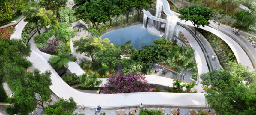 The Green Heart 65,000 sqft garden to integrate soft landscape into the fabric of building Elevated public garden that sits between the four high-rise towers Create a seamless transition