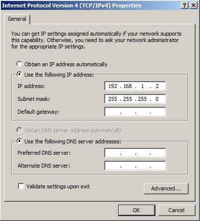1-2-2. How to set an IP address of PC Set IP address in Propety of Internet Protocol (TCP/IP).