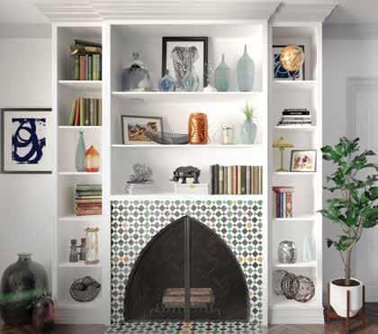 built-in bookcase unifies a space that exudes individuality.