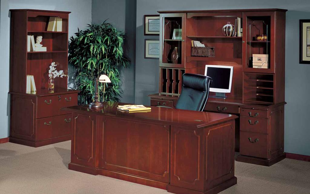 Cables can be routed through all desks, credenzas, bridges, returns, and pedestals.